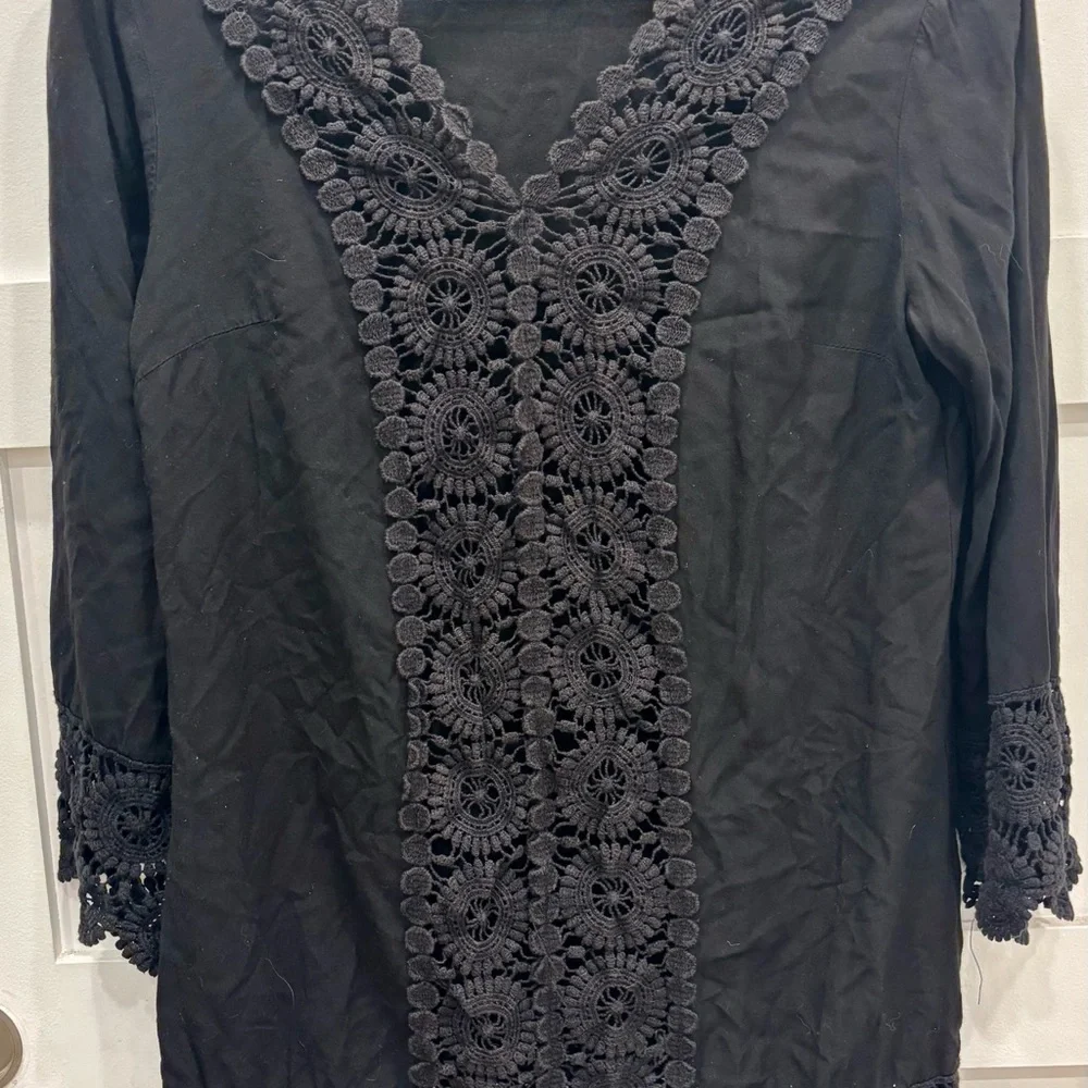 Solitaire Black Crochet Swimwear Beach Coverup Resort-wear Cruise